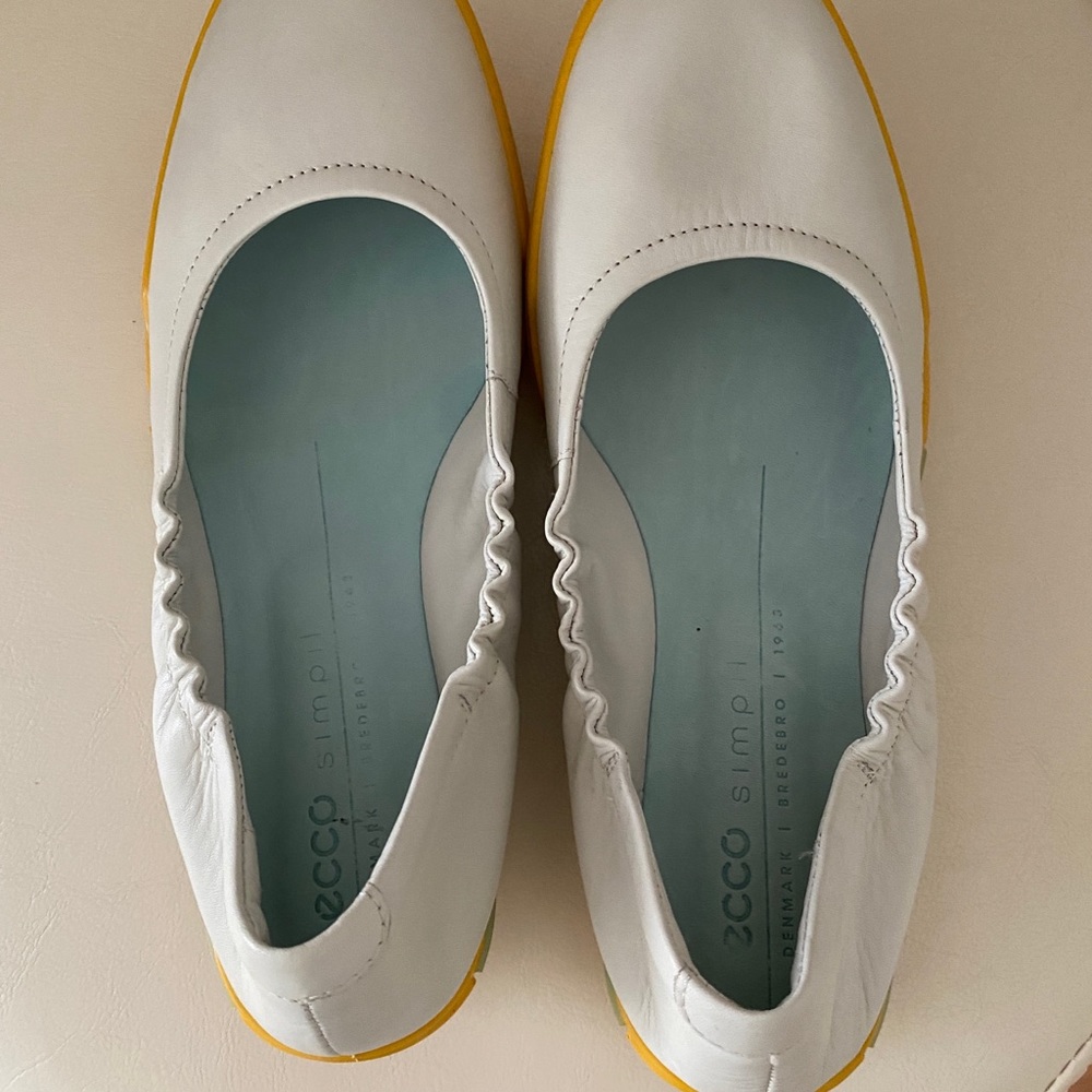 Ecco leather ballerina flat. Brand new in box. Baby blue.